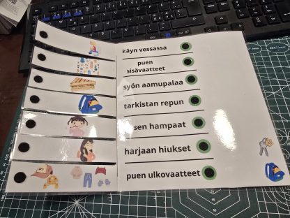 Koululaisen aamu - laminoitu muistilista